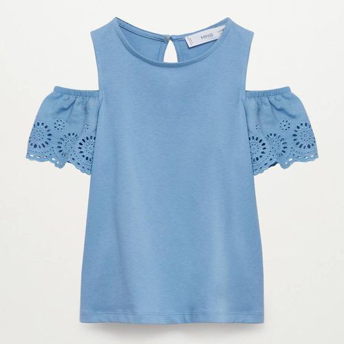 Blue Detailed Top - Mango - Modalova