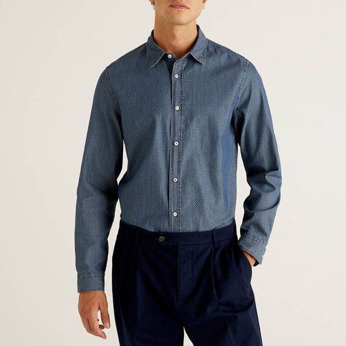 Blue Faded Cotton Shirt - United Colors of Benetton - Modalova