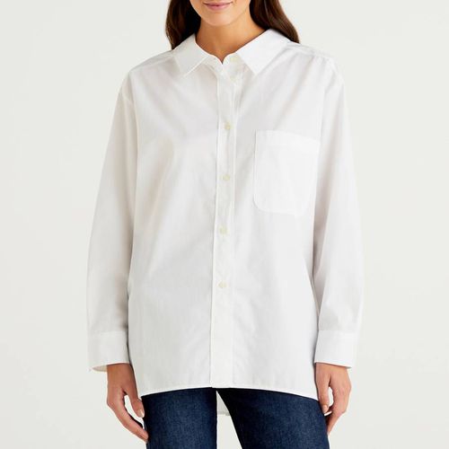 White Relaxed Fit Cotton Shirt - United Colors of Benetton - Modalova