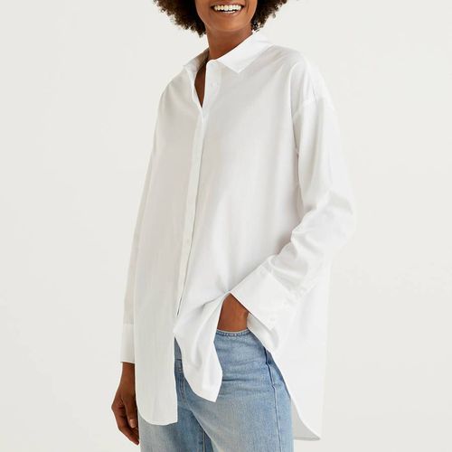 White Cotton Oversized Shirt - United Colors of Benetton - Modalova