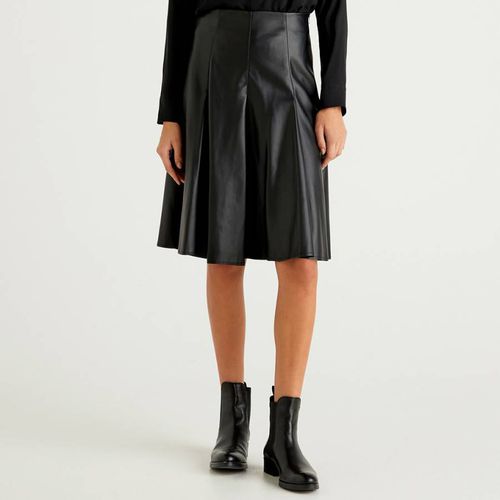 Black Leather Look Pleated Skirt - United Colors of Benetton - Modalova