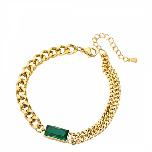 K Gold Chain Link Green Bracelet - Liv Oliver - Modalova