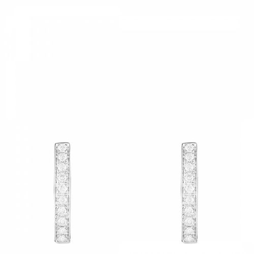 Silver Diamond Embellished Simple Hoop Earrings - Artisan Joaillier - Modalova