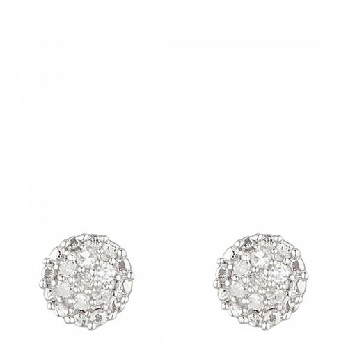 Silver Diamond Stone Round Stud Earrings - Artisan Joaillier - Modalova