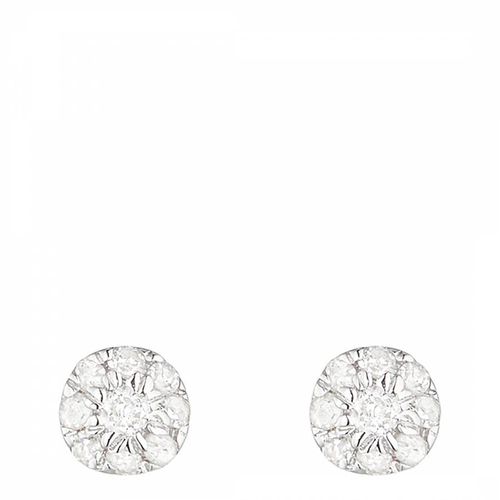 Silver Diamond Embellished Round Stud Earrings - Artisan Joaillier - Modalova