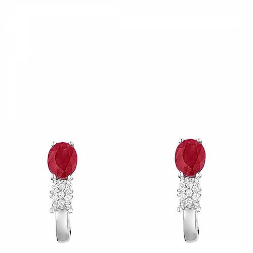 Silver/Red Ruby Hooped Earrings - Artisan Joaillier - Modalova