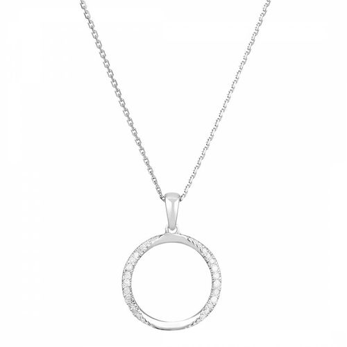 Silver Diamond Embellished Circle Pendant Necklace - Artisan Joaillier - Modalova