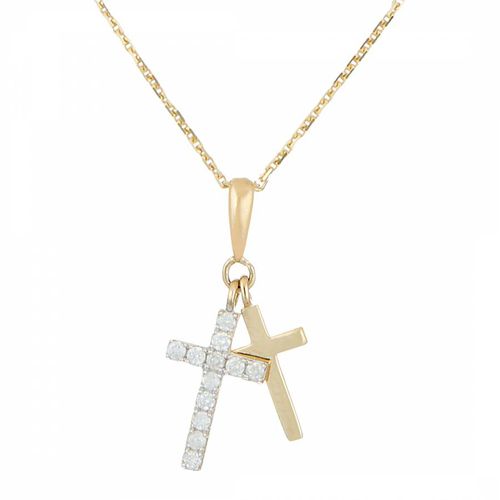 Diamond Embellished Two Cross Pendant Necklace - Artisan Joaillier - Modalova