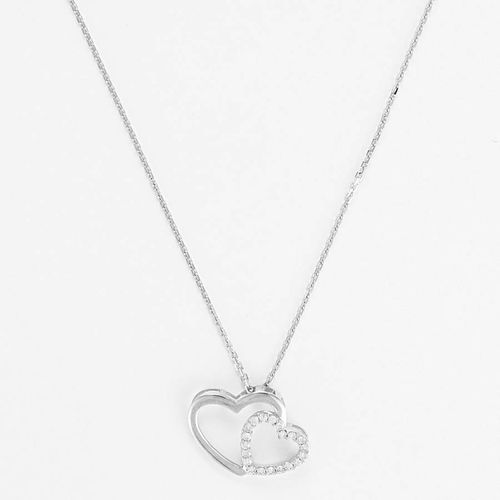 Diamond Embellished Heart Linked Pendant Necklace - Artisan Joaillier - Modalova