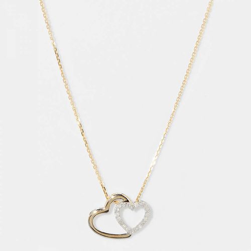 Red Diamond Embellished Heart Linked Pendant Necklace - Artisan Joaillier - Modalova