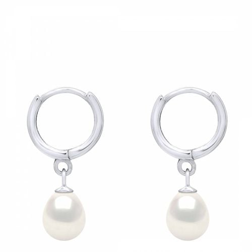 White Fresh Water Pearl Clasp Earrings - Mitzuko - Modalova