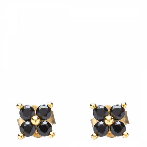 Black & Gold Daisy Stud Earrings - Ma Petite Amie - Modalova