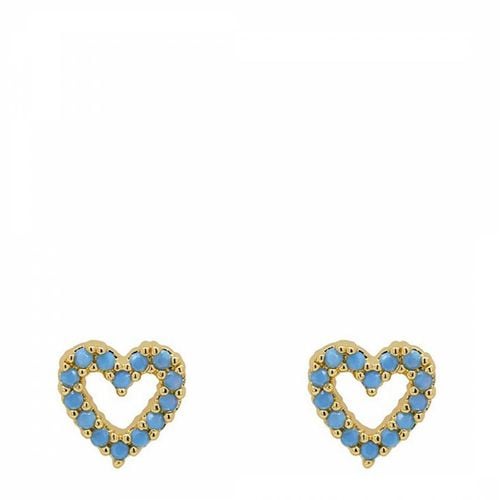 Gold/Blue Heart Swarovski Crystal Stud Earrings - Ma Petite Amie - Modalova