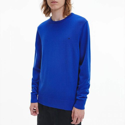 Blue Crew Neck Wool Jumper - Calvin Klein - Modalova