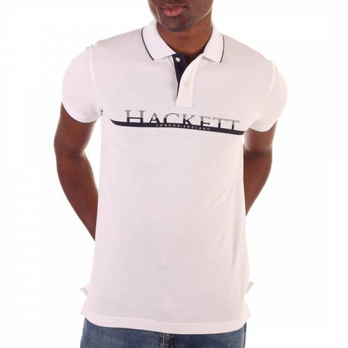 White Strip Logo Cotton Polo Shirt - Hackett London - Modalova