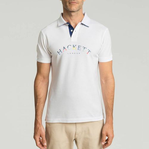 White Chest Logo Cotton Polo Shirt - Hackett London - Modalova