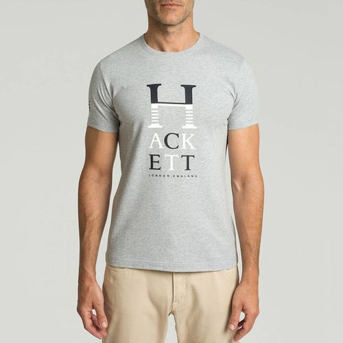 Grey Stacked Logo Cotton T-Shirt - Hackett London - Modalova