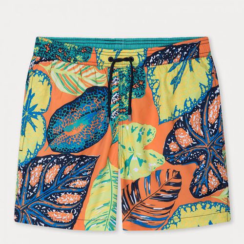Orange Leaf Print Swim Shorts - Hackett London - Modalova