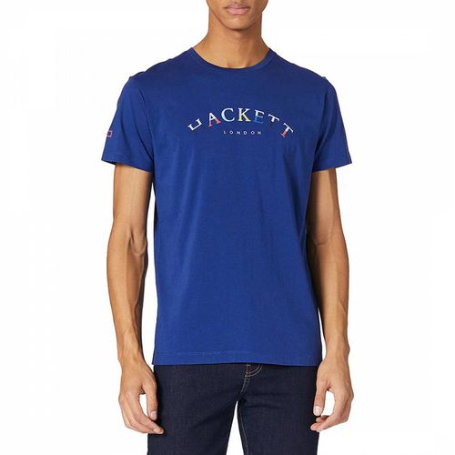 Blue Coloured Logo Cotton T-Shirt - Hackett London - Modalova