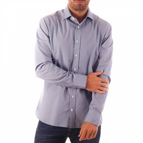 Mid Blue Printed Cotton Shirt - Hackett London - Modalova