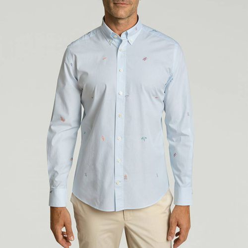 Blue All Over Print Cotton Shirt - Hackett London - Modalova