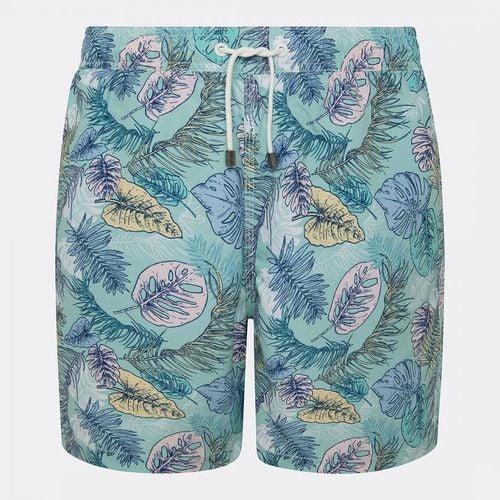 Blue Leaf Print Swim Shorts - Hackett London - Modalova