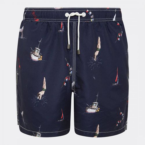 Navy Scatter Print Swim Shorts - Hackett London - Modalova