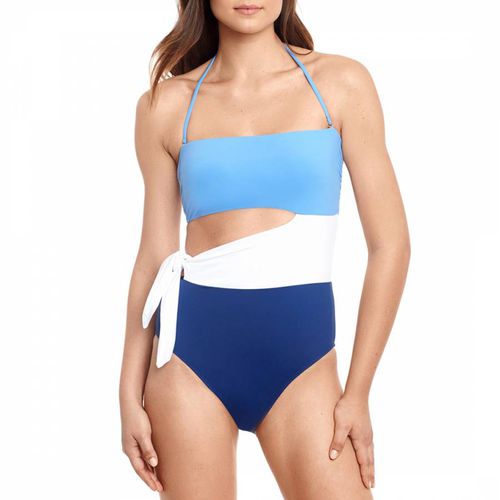 Blue Colour Block Cut Out Tie Swimsuit - Lauren Ralph Lauren - Modalova