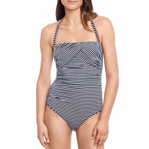 Navy Contrast Stripe Halter Swimsuit - Lauren Ralph Lauren - Modalova