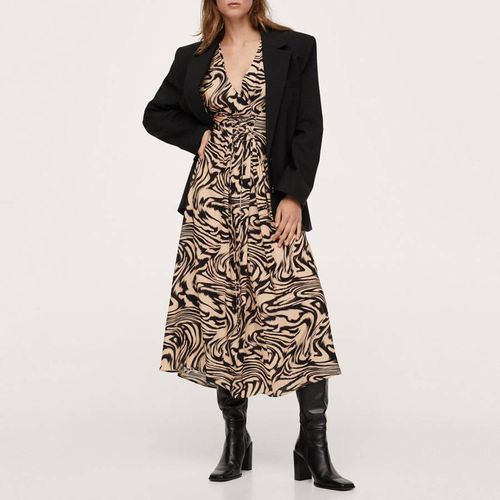 Brown Animal Print Dress - Mango - Modalova