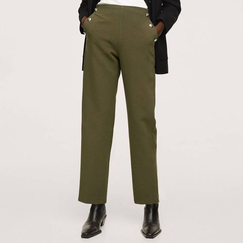Green Cropped Button Trousers - Mango - Modalova