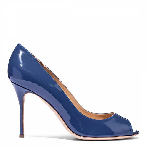 Patent Blue Peep Toe Pump Heels - Sergio Rossi - Modalova
