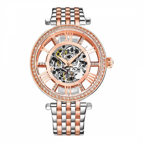 Women's /Rose Gold Tone Crystal Studded Automatic Bracelet Watch - Stuhrling - Modalova