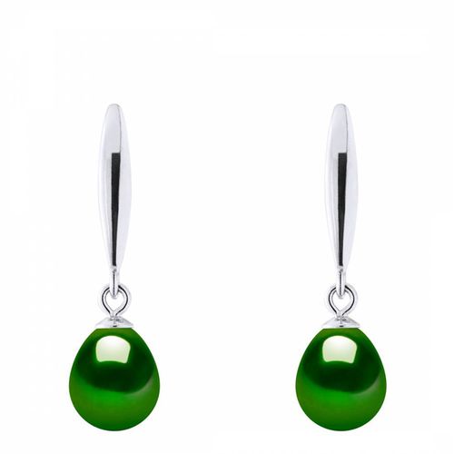 Silver/Malachite Green Real Cultured Freshwater Pearl Earrings - Atelier Pearls - Modalova