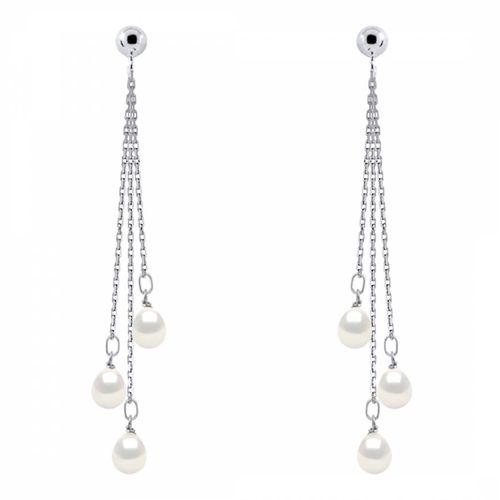 Silver/ 3 Real Cultured Freshwater Pearl Hanging Earrings - Atelier Pearls - Modalova