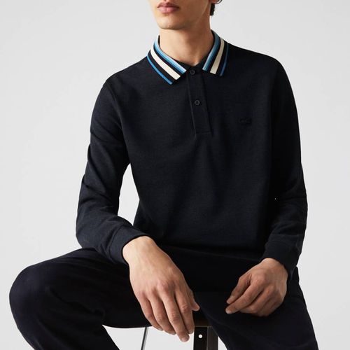 Black Contrast Collar Cotton Polo Shirt - Lacoste - Modalova