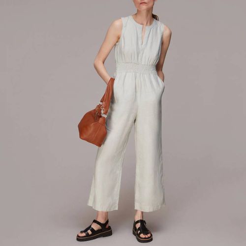 Cream Melanie Linen Jumpsuit - WHISTLES - Modalova