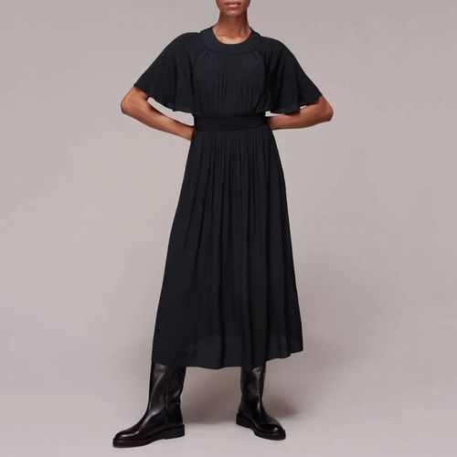 Black Amelia Pleated Midi Dress - WHISTLES - Modalova