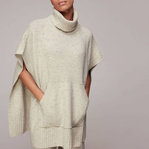 Ivory Wool Blend Knit Cape - WHISTLES - Modalova