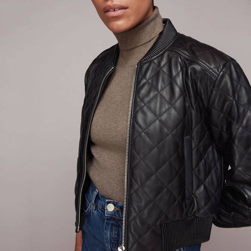 Black Leather Puffer Quilted Gilet, WHISTLES