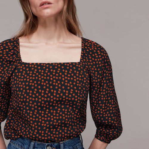 Black Mini Floral Print Top - WHISTLES - Modalova