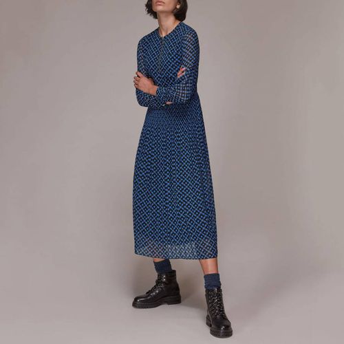 Blue Gingham Check Print Midi Dress - WHISTLES - Modalova