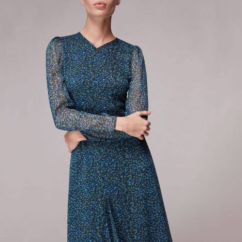 Blue Floral Dobby Dress - WHISTLES - Modalova