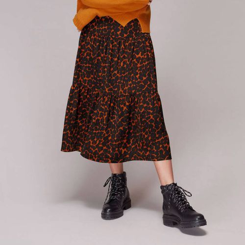 Orange Animal Print Tiered Skirt - WHISTLES - Modalova