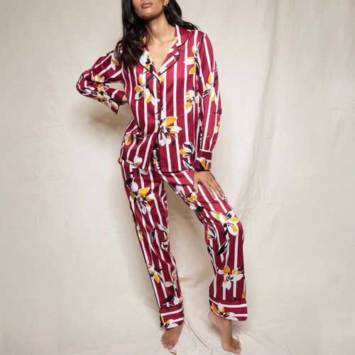 Fable & Eve Burgundy Floral Stripe Pyjama Set - Fable & Eve - Modalova