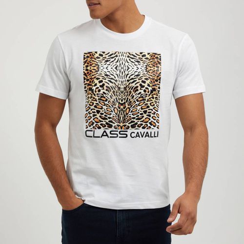 White Front Logo Cotton T-Shirt - Cavalli Class - Modalova