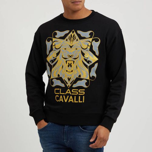 Black Chest Logo Cotton Sweatshirt - Cavalli Class - Modalova
