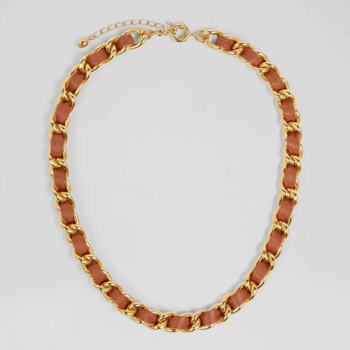 Hally Tan Leather And Plated Chain Necklace - L K Bennett - Modalova