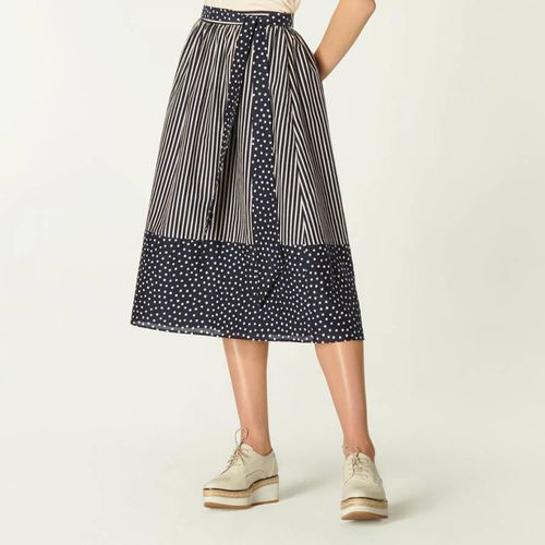 Navy Smith Cotton Silk Blend Skirt - L K Bennett - Modalova