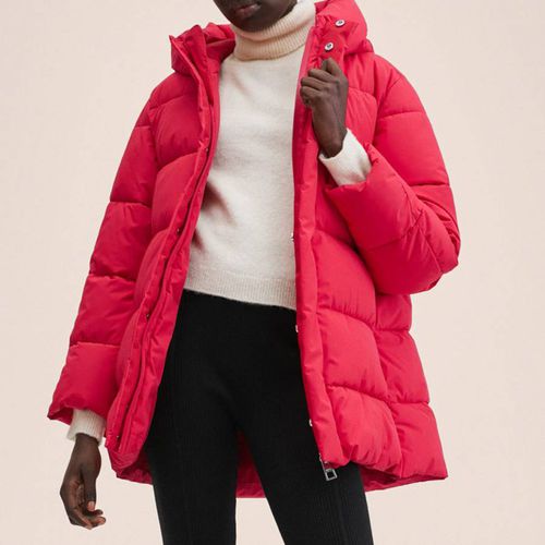Red Quilted Hooded Coat - Mango - Modalova